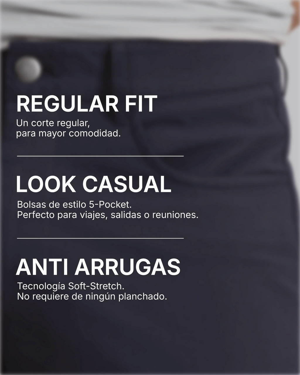 All-Day Pants Azul Navy 5-pocket - detalle frontal