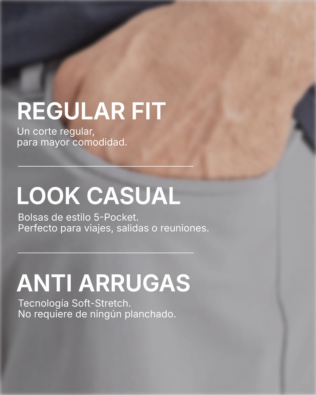 All-Day Pants Gris Vapor 5-pocket - detalle frontal